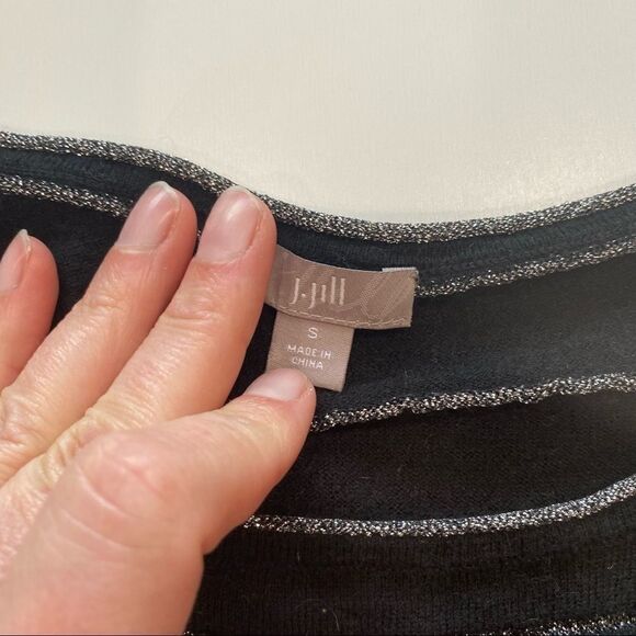 J.Jill angora‎ wool Sweater small pullover metallic black silver striped - Picture 5 of 6